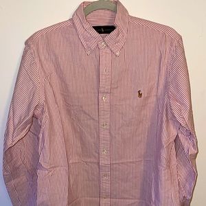 Pink stripped button down, Polo dress shirt